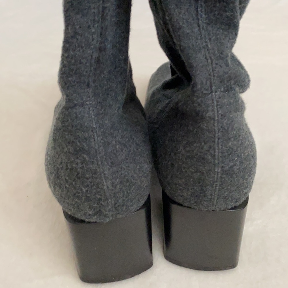 {VTG} Sesto Meucci | Pull On Chunky Heel Square Toe Stretch Sock Boots Gray (8) - Picture 13 of 15